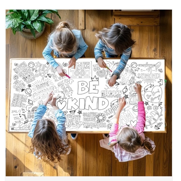 Creative Crayons Workshop Be Kind Coloring Tablecloth 6 x 3 ft.  NEW - Picture 1 of 4